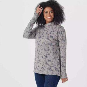 Denim & Co. Active Cozy Neck Long Sleeve Top L